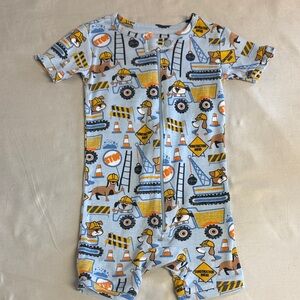 PJ Place Construction Print Kids Bodysuit Sleeper/Romper- Blue and Yellow